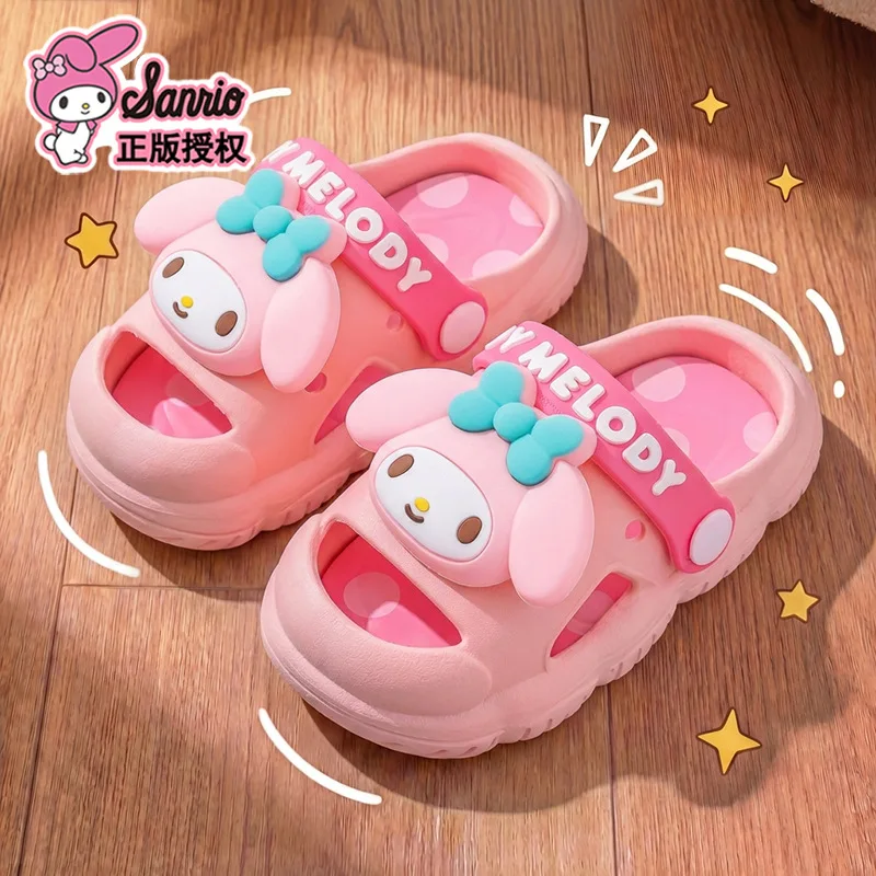 

Sanrio Summer Sandals Non Slip Soft Sole Slipper Anime Cartoon My Melody Hello Kitty Kuromi Cinnamoroll Outdoor Beach Hole Shoes