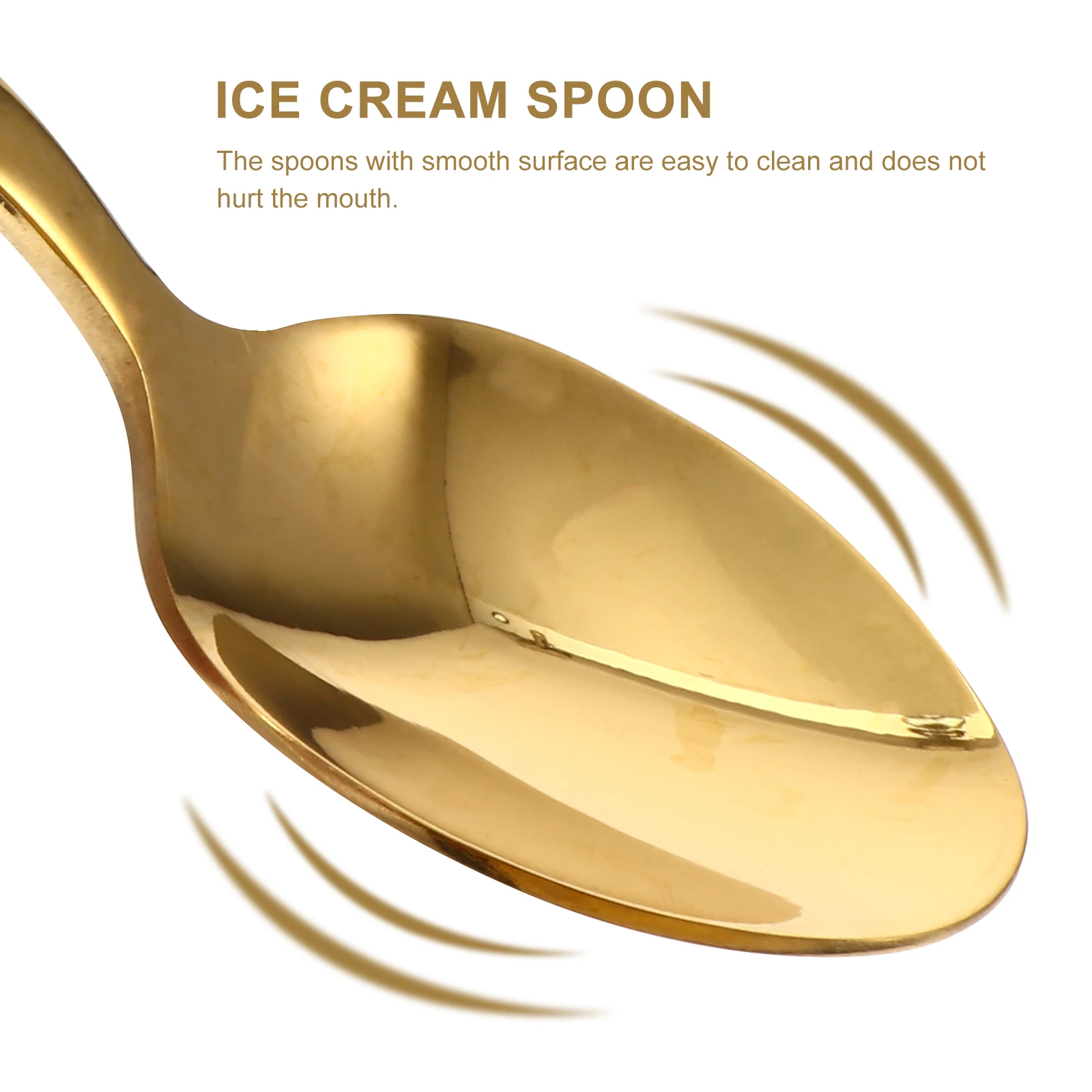 

Stainless Steel Dessert Spoon Golden Rustproof Smooth Ideal for Ice Cream Fruit Scoop Watermelon Vintage Home Tableware Kitchen