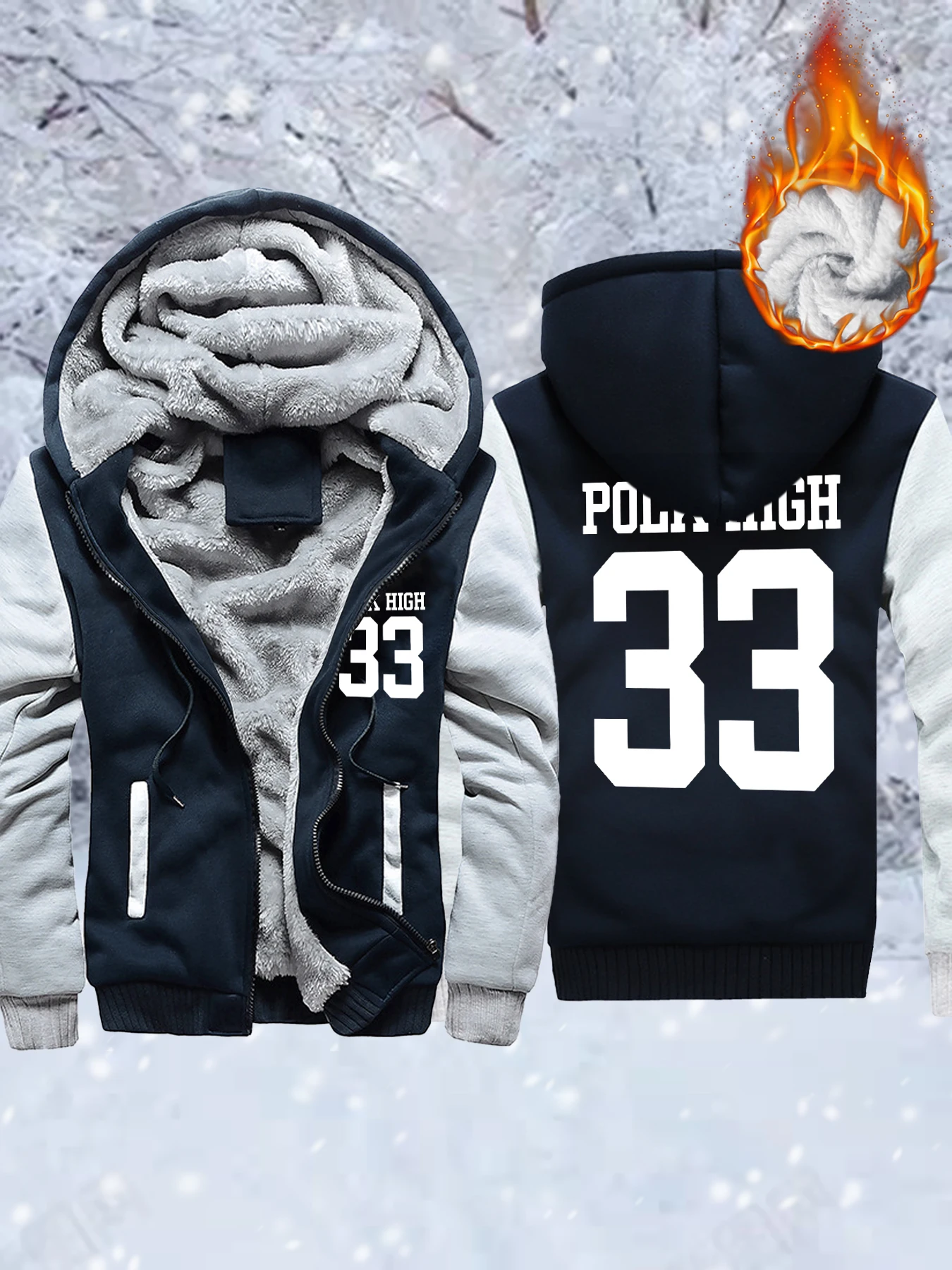 

Мужские флисовые куртки на молнии с принтом Polk High Number 33, базовое пальто с карманами, утепленная зимняя спортивная одежда, теплая удобная верхняя одежда унисекс