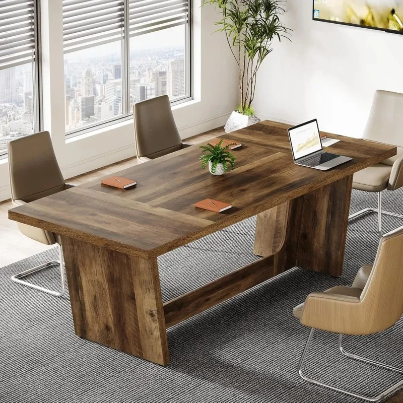 

6FT Wooden Conference Table, 70.87" W x 31.5" D Rectangular Meeting Table for Office, Solid Furniture for Business Use