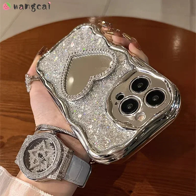For OPPO A78 A58 A95 5G A53 A33 A32 A31 A9 A5 2020 A53S 4G F11 F9 Pro A98 A97 Phone Cover Wave Make up Mirror Cover