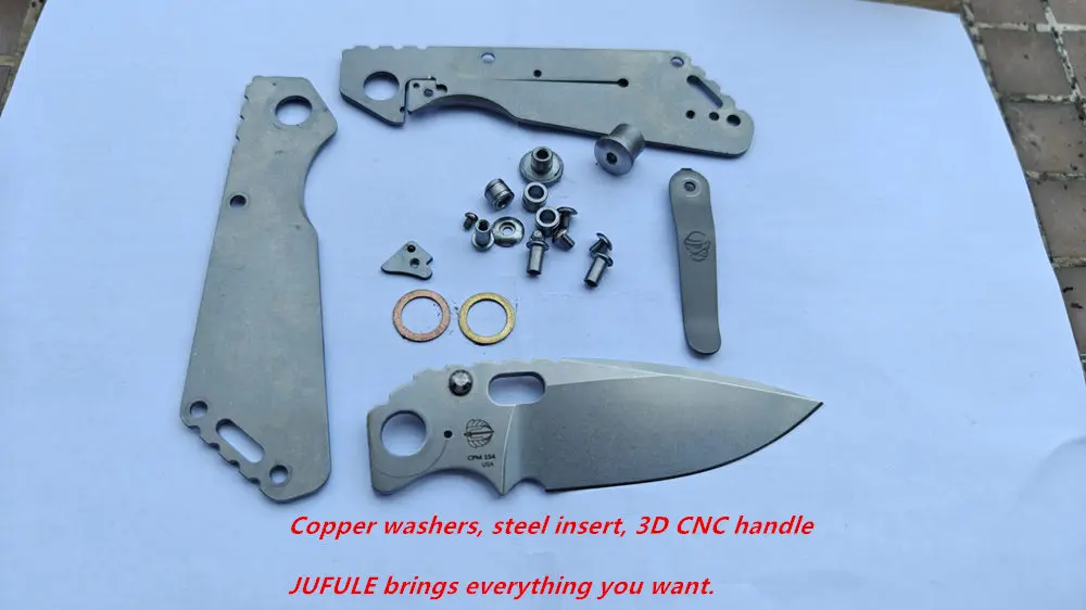 JUFULE M.Strider SNG Monkey Customized Titanium Handle Steel Insert Copper Washer Folding Knife Camping Hunting Outdoor EDC Tool