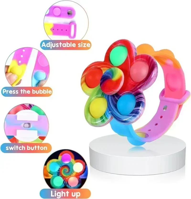 Kinderen Glow Bubble Top Armband Flash Draaien Horloges Glow in The Dark Kid Speelgoed Verjaardag Terugkeer Cadeau Nieuwigheid Grappig Lichtgevend Speelgoed