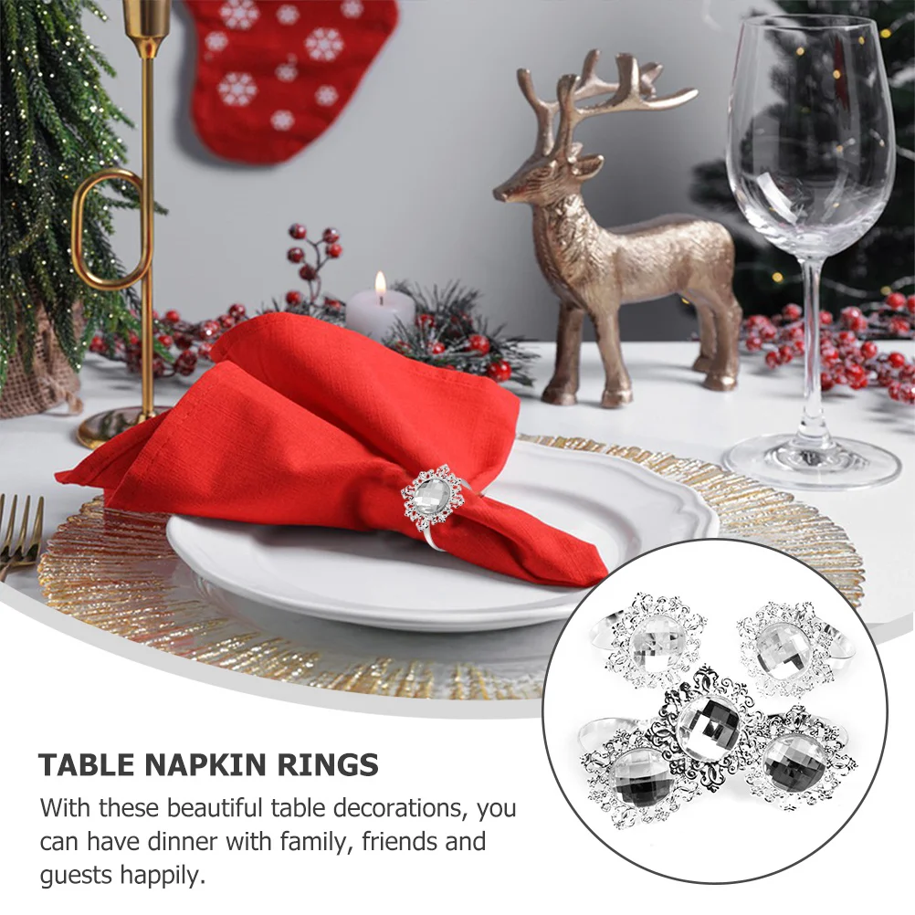 

12pcs Iron Rings Wedding Holder Napkin Holders Rings Party Dinner Table Decor Sparkling Finish Napkin Ring Holders
