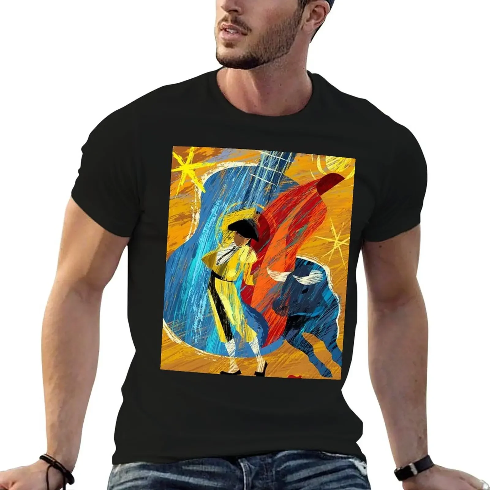 SPAIN; Vintage Bull Fight Advertising Print T-Shirt basketball graphic tees anime sweat mens t shirts