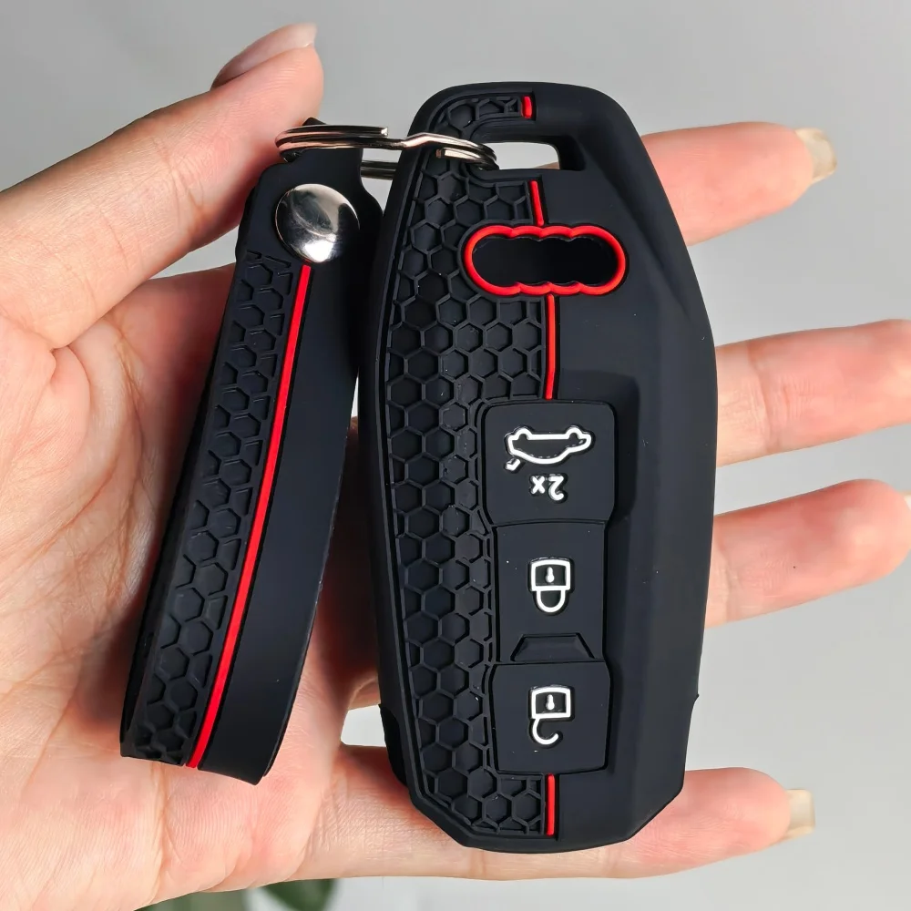 

Silicone Car Remote Key Case Cover With Keychain For For Audi A3 A5L Q6 A6L Q5 E-tron 2025 2026 Car Key Accessories