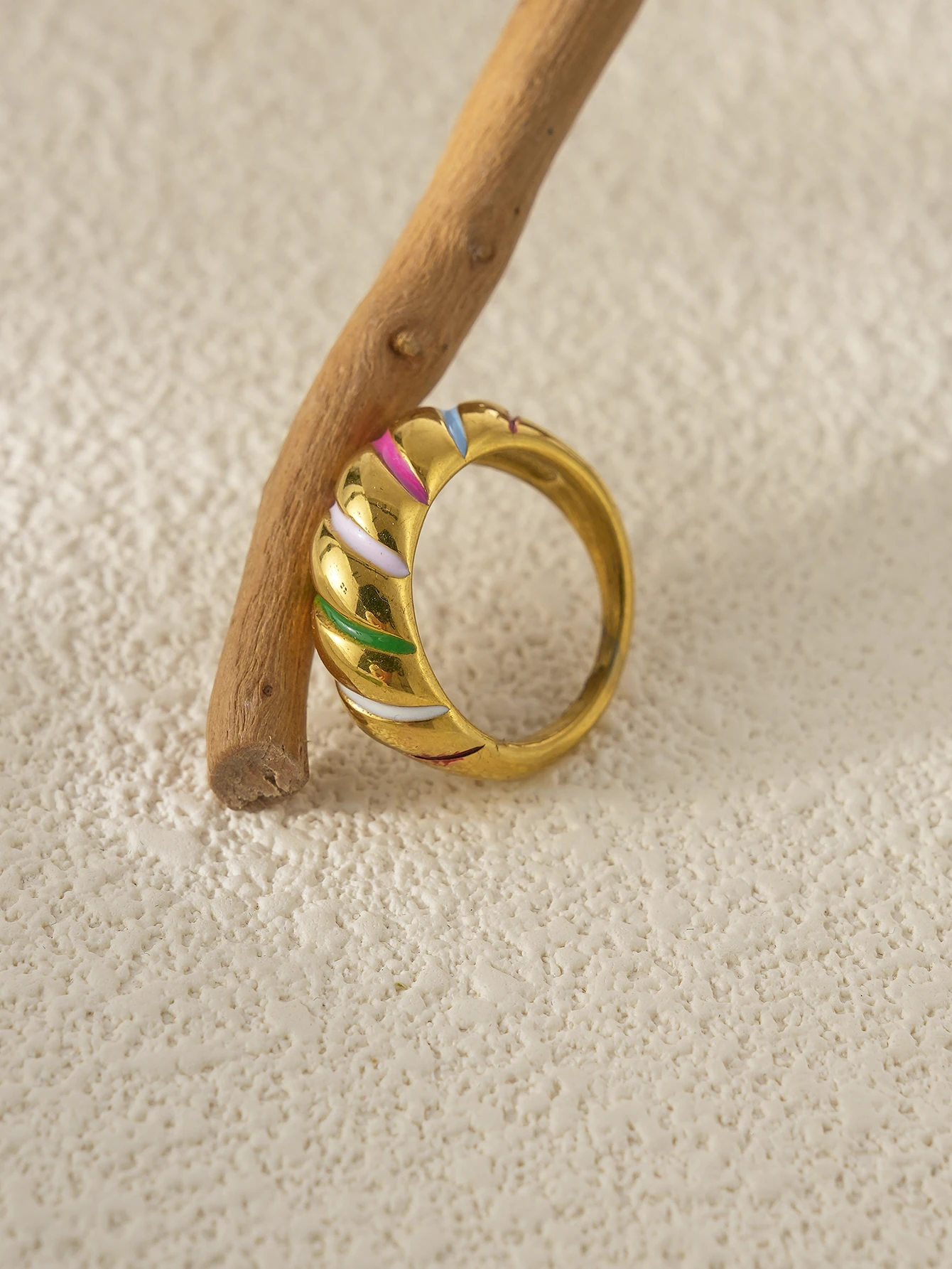 

A Summer French Fashion Vintage Stainless Steel Women's Rainbow Ring Commuter Holiday Gift Vacation Date