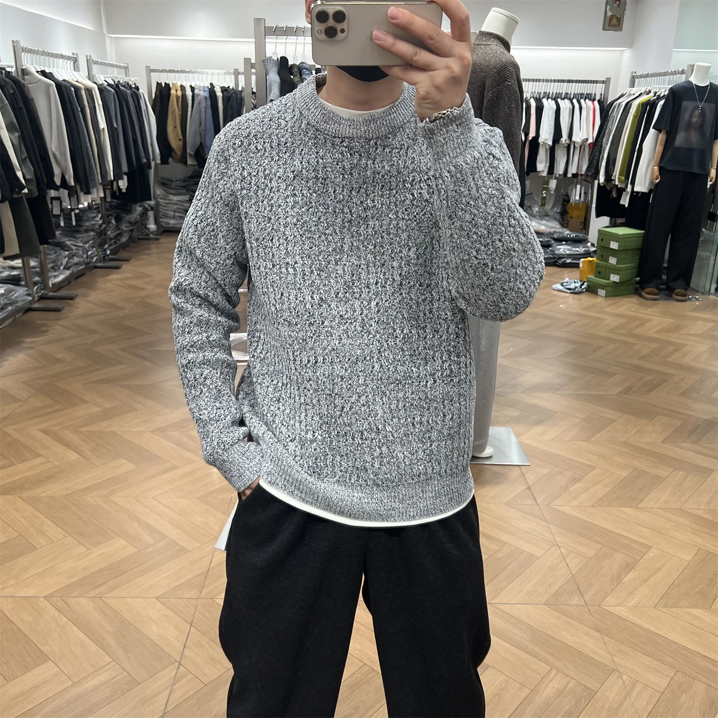 

Мужской свитер из вязаного трикотажа с круглым вырезом, осенне-зимний, в американском ретро-стиле, повседневный, для работы и отдыха...