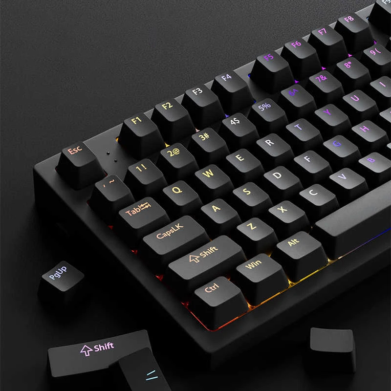 120 Keys Black Custom RGB Backlit PBT Keycaps Cherry Profile Double Shot Shine Through Keycaps for MX Switches Gaming Keyboard