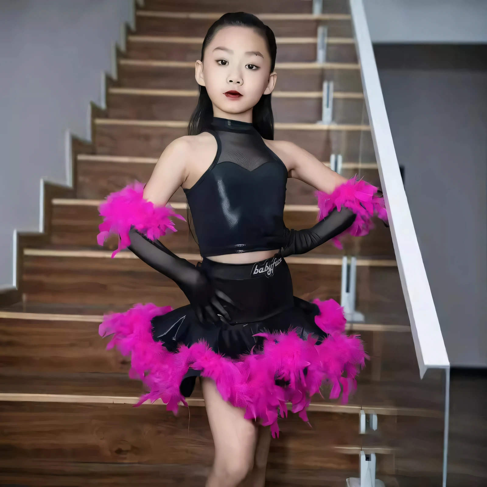 

Женские танцевальные костюмы для взрослых и девочек в латиноамериканском национальном стандарте, групповые топы с вырезами, пышные юбки, платье