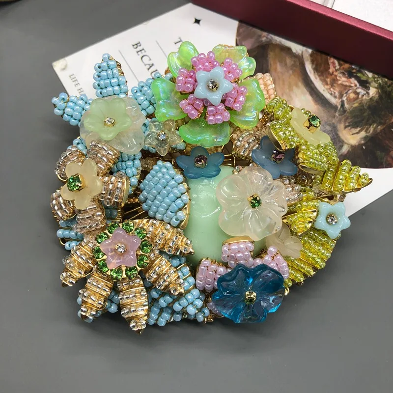 weaving crafts flower brooch corsage water drop stripe glass pendant elegant national style  accessories