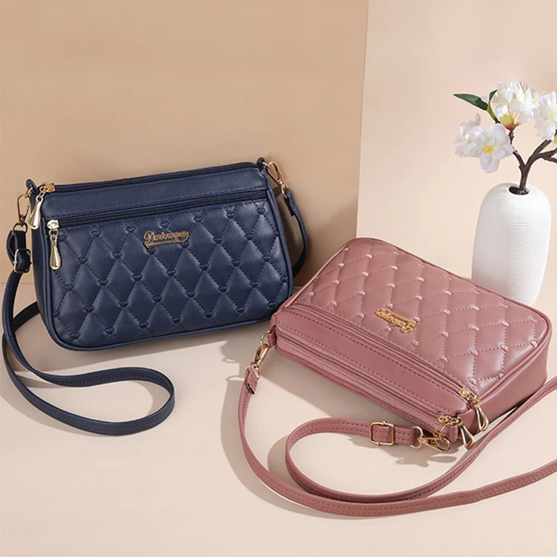 Soft leather women's bag, large capacity PU leather crossbody bag, zipper women's new fashionable small fragrance shoulder bag