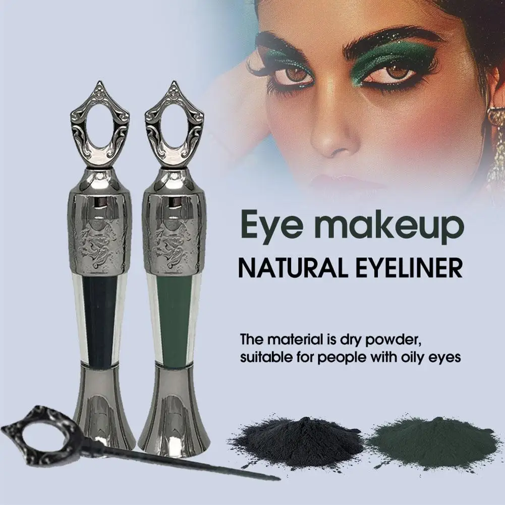 Kohl Powder Eye Liner Powder Eyeliner Blendable Intense Color Long-Wearing Jet Black Long-Lasting Eyeliner Arabic Eyeliner