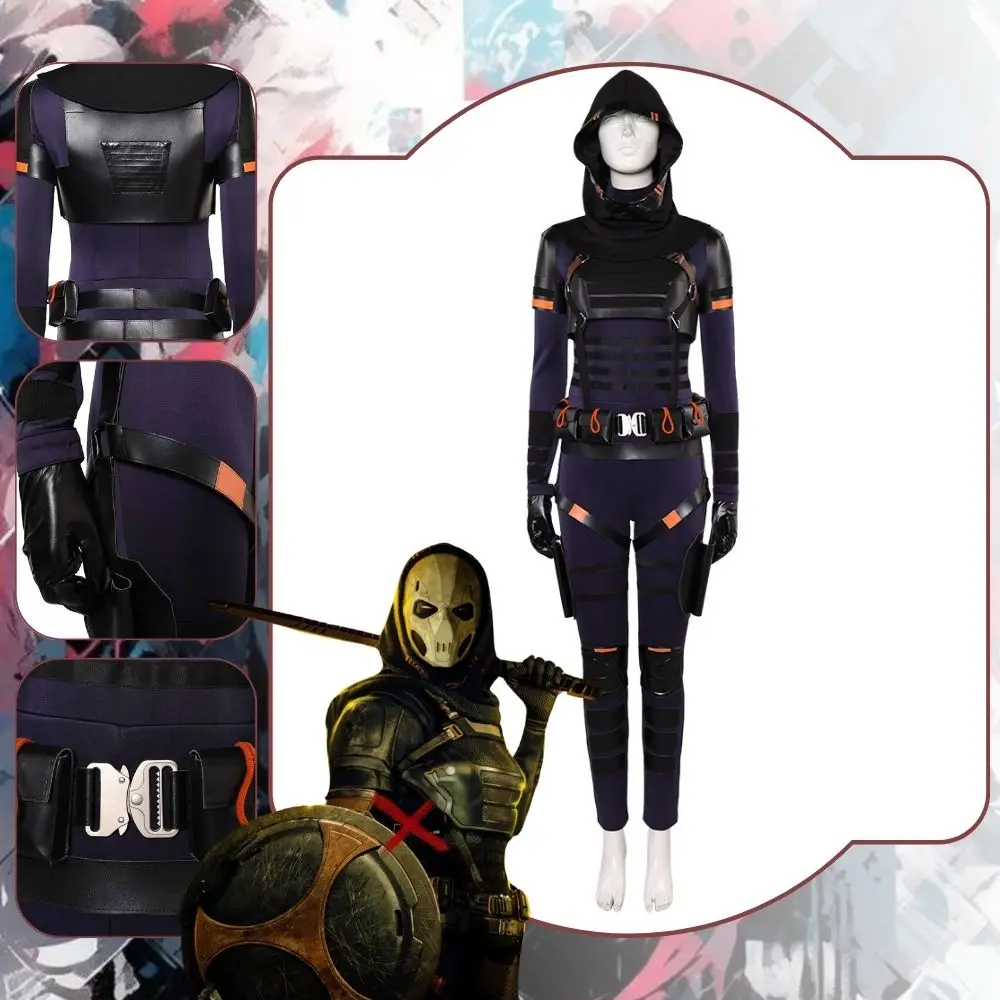 Taskmaster Cosplay Bouten van Thunder Kostuum Vermomming voor Vrouwen Jumpsuit Capuchon Fantasy Rollenspel Outfits Halloween Carnaval Pak - afbeelding 2