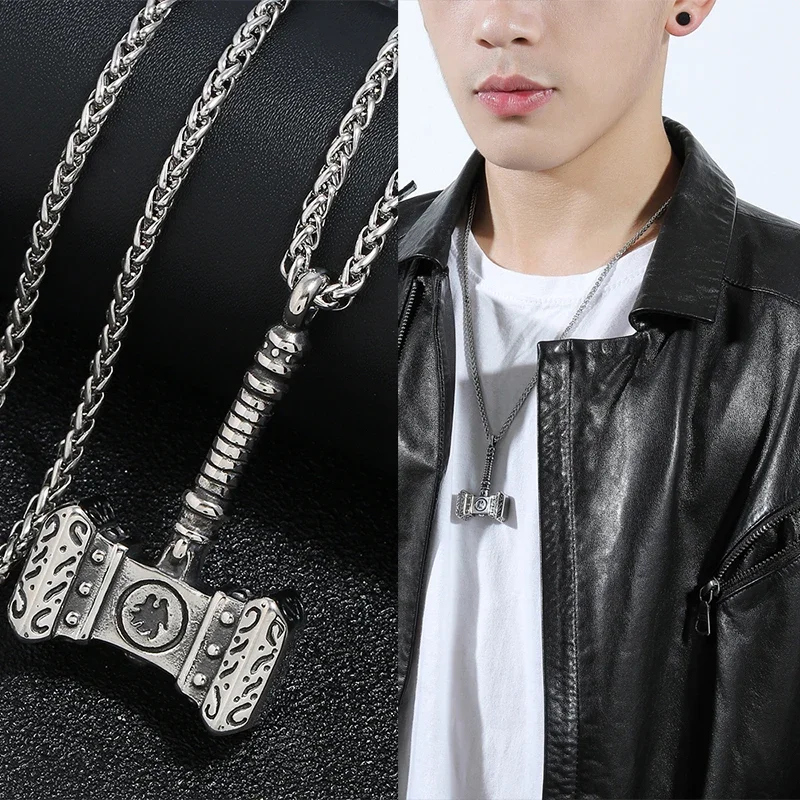 Thor Hammer Necklace NORRON Superhero vengers Dark World Necklace Mjolnir Pendant Necklace Men Viking Biker Jewelry