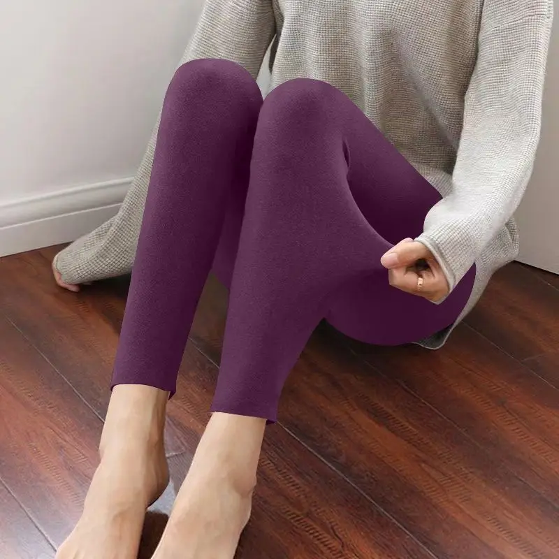 

Winter Leggings Women Double-faced Derong Traceless Self-heating Warm Trousers Thickened Cold-proof Personal Tights Warm Leggins