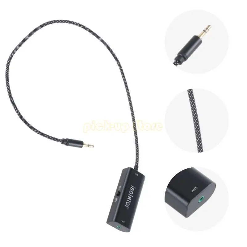 Q5WA Portable Ground Circuit Noise Isolator for Car Aux Home Theater 3.5mm Noise Isolation Cable Cord Eliminate Buzzing Noise