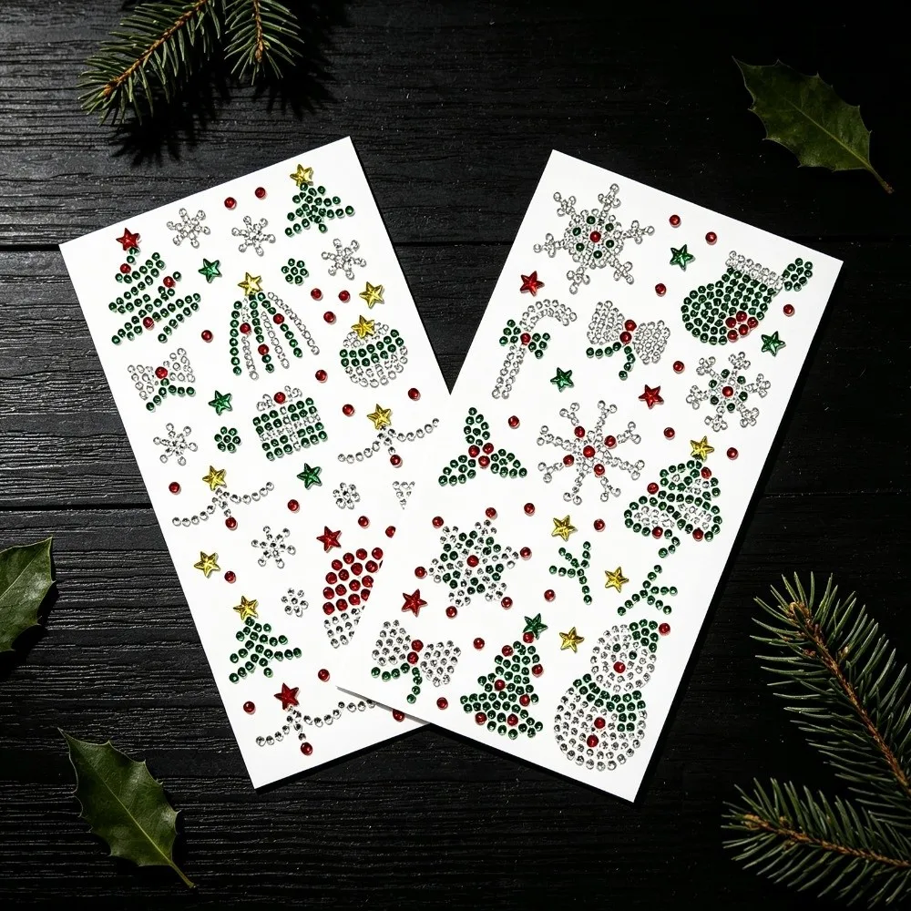 Snowman 3D Bedazzling Face Eye Jewels Sticker Makeup Rhinestone Crystal Tattoo Sticker DIY Sparkling Face Gem Sticker Festival