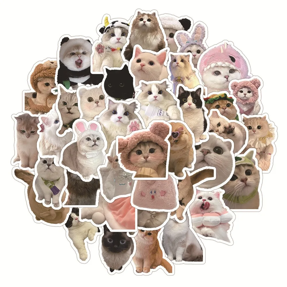 60pcs Cute Cat Expression Sticker Pack DIY Phone Bike Wall Scrapbook Motorcycle Waterproof Cartoon Sticker for Kids Toys Gifts