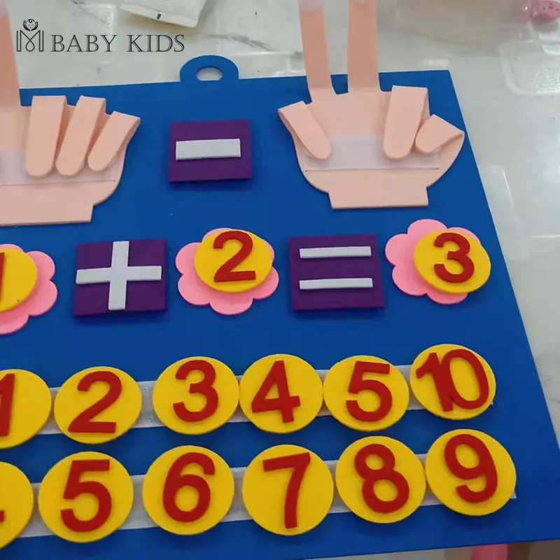 Kid Montessori Toys Felt Finger Numbers Math Toy Children Counting Early Learning For Toddlers Intelligence Develop 30*30cm