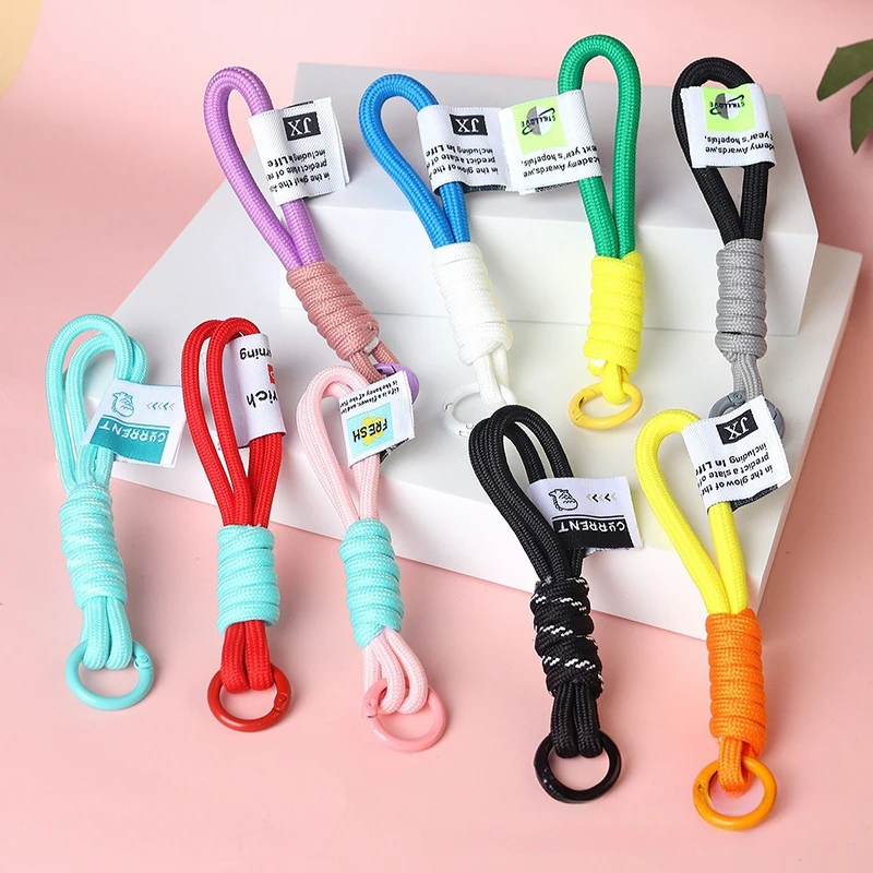 Colorful Wrist Strap Keychain Creative Braided Lanyard Keyring For Women Anti-lost Phone Charm Bag Pendant Accessories