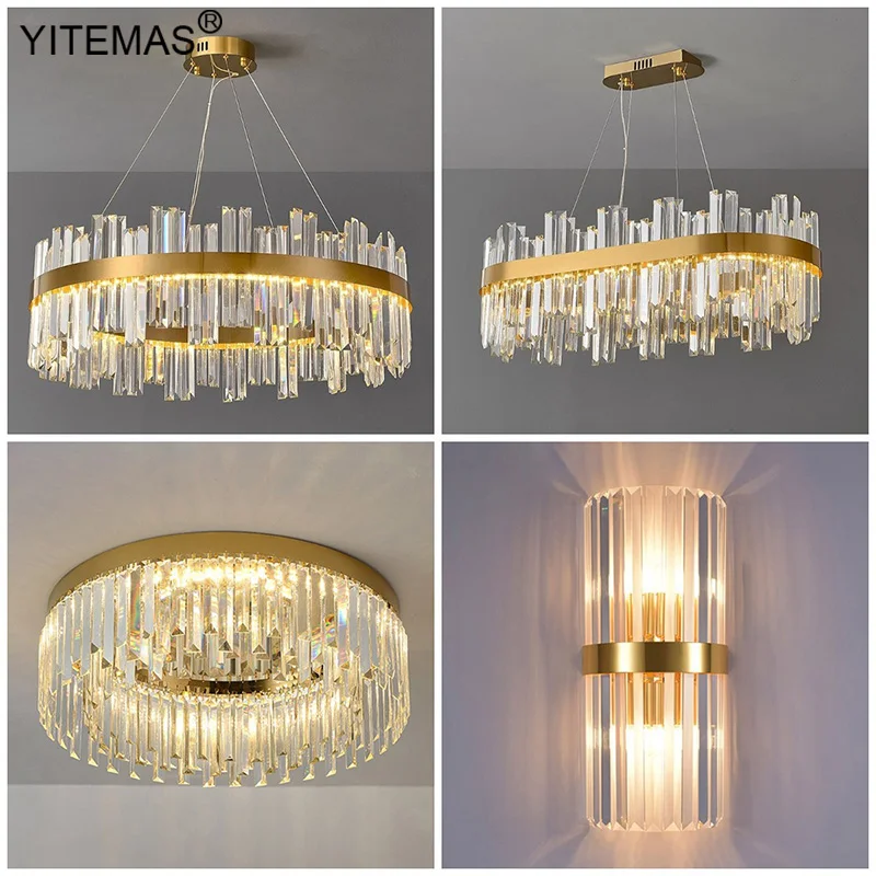 

Gold Crystal Chandelier luxury led bedroom chandelier lighting for living room kitchen dining room hanging suspension lamp