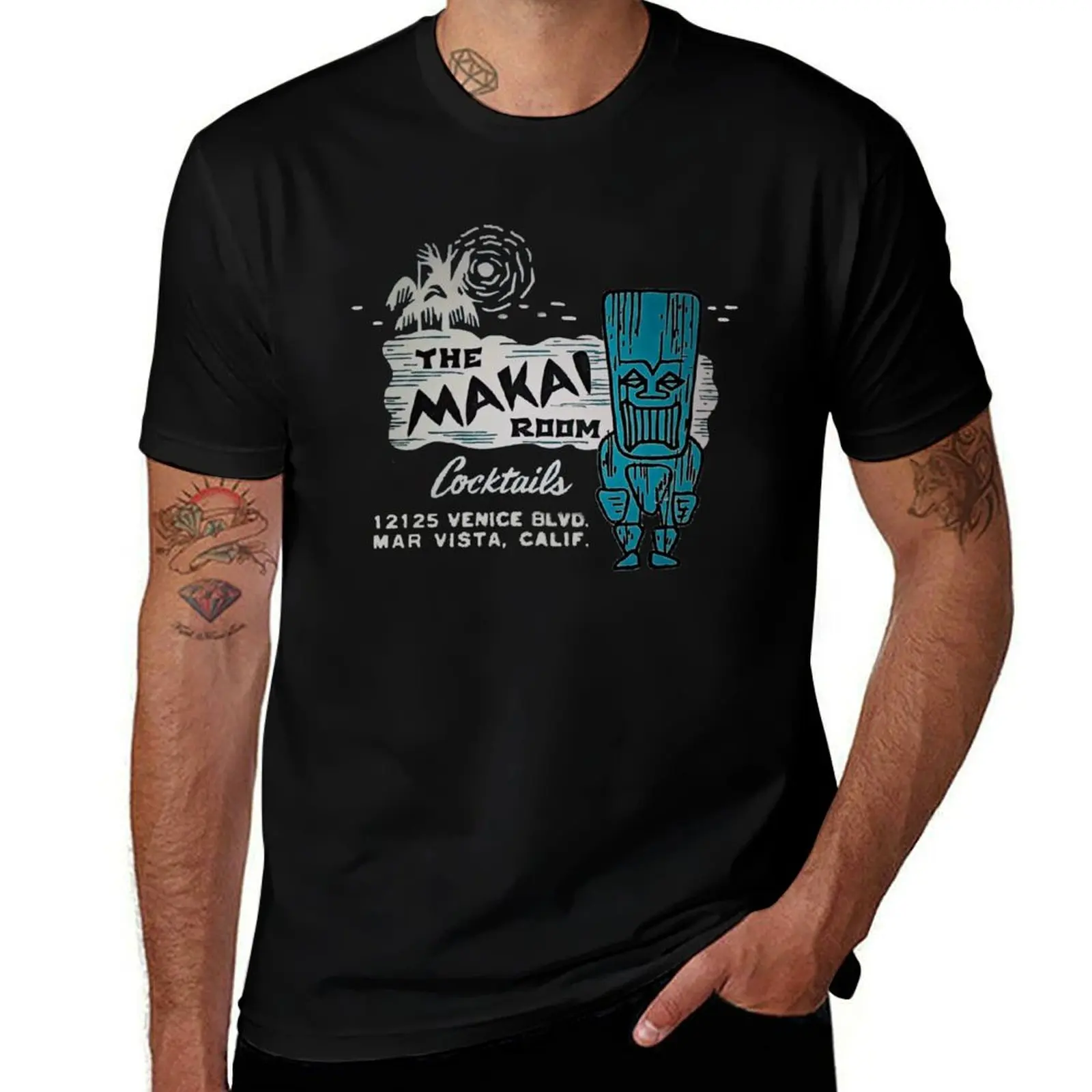 

Vintage The Makai Room - Tiki Cocktails - Mar Vista, California T-Shirt men t shirt cotton 100% T-Shirt