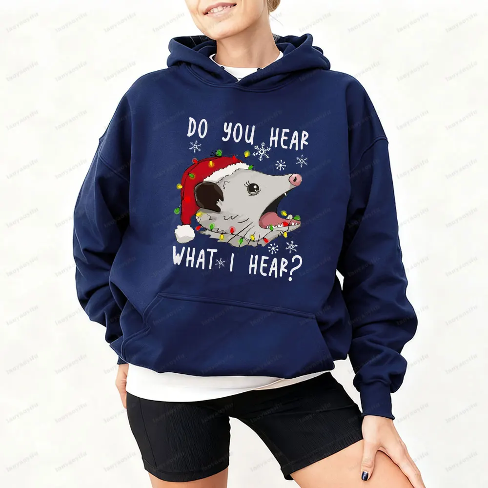 クリスマススウェットシャツ ポッサムスウェットシャツ Do You Hear What I Hear レディースパーカー クリスマスライトパーカー 動物愛好家スウェットシャツ ギフト