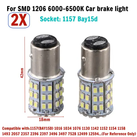 이중 필라멘트 브레이크 정지 후미등 전구 글로브, 브레이크등 방향 지시등, 주차등, BAY15D 64 LED 1157, 12V, 2 개
