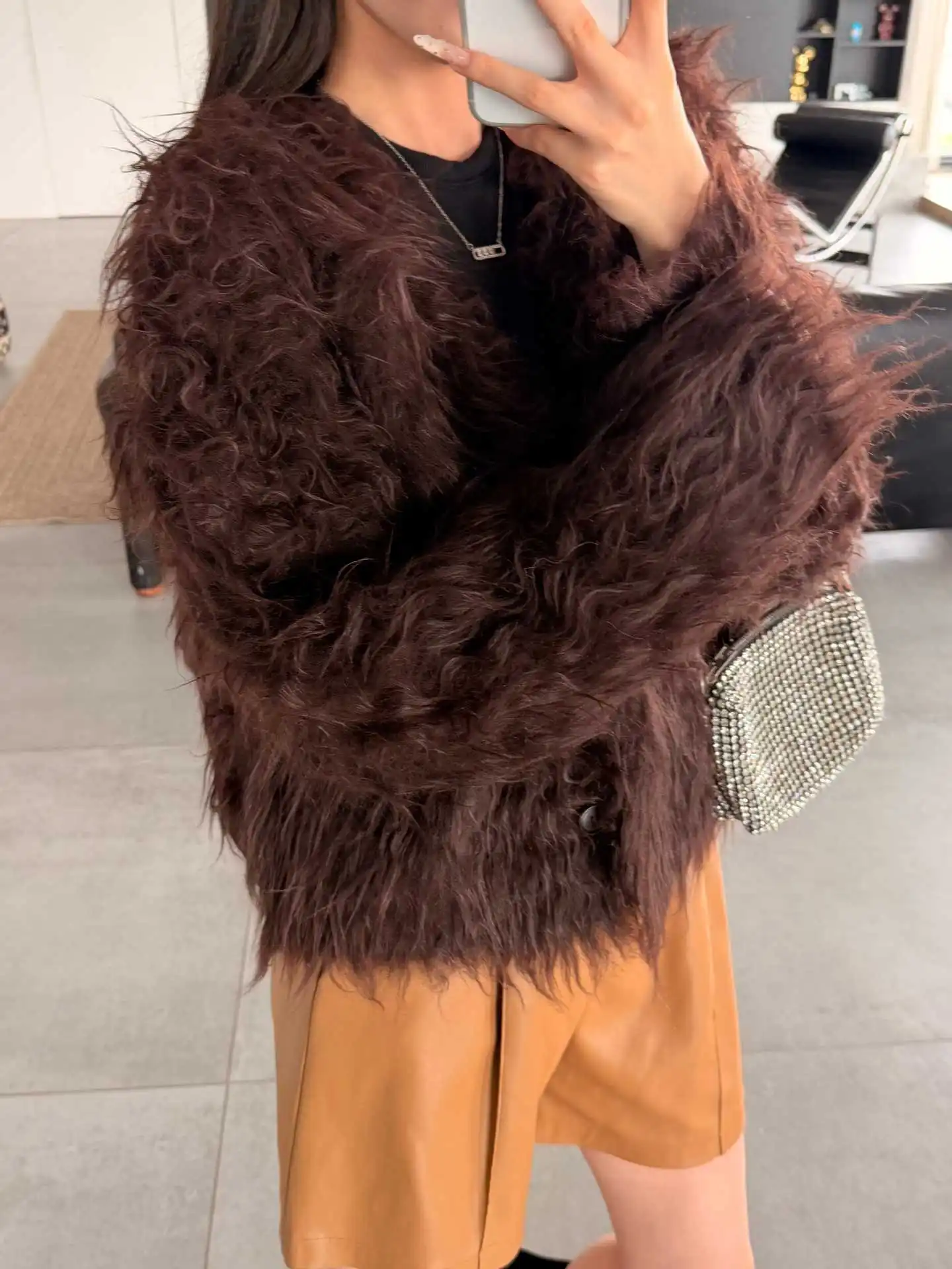 Women Winter Warm Furry Coat Single Bule Cute Loose Coat Cool Jacket Women Tops Coat Casaco Feminino