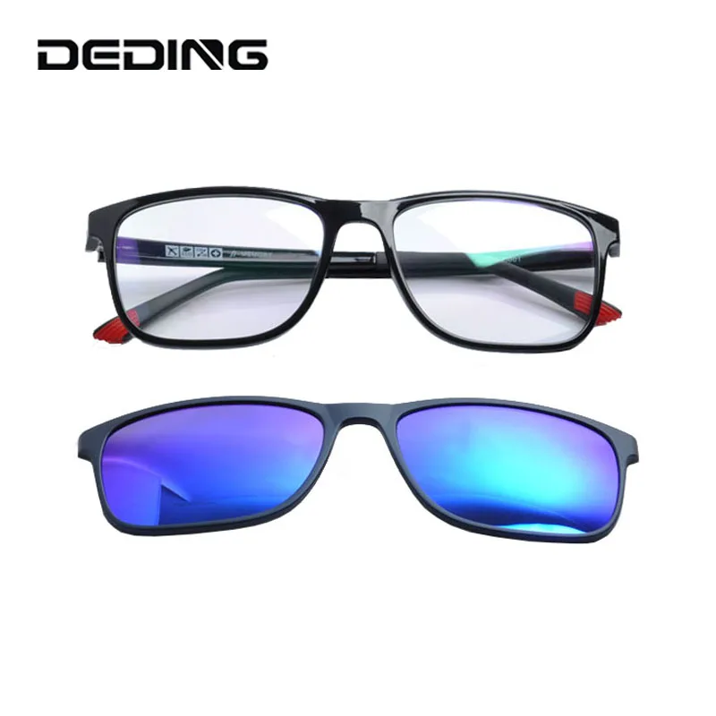 DEDING 2016 Magnetic Polarized Clip on Sunglasses with Optical Frame Myopia Lens s Anti Blue UV Protection Sun Glasses  DD1410