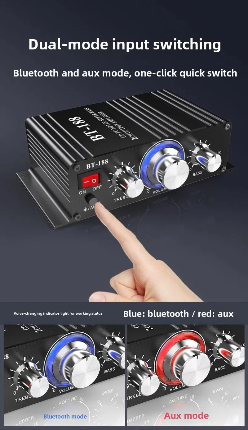SOTAMIA Bluetooth Power Amplifier 30W*2 Stereo High and Low Tone Adjustable Power Amplifier Board Bluetooth Sound Box