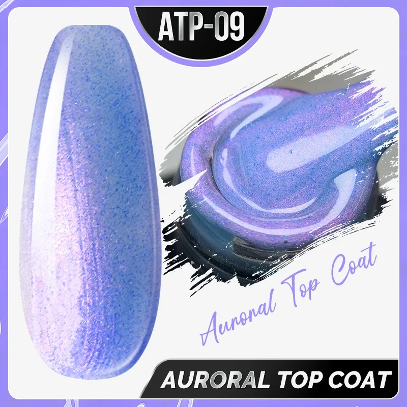 DEROI Auroral Flash Top Coat per Nail Art Manicure No Wipe Dot Top Coat Laser Glitter Topcoat vernice sigillo smalto Gel UV 8ml