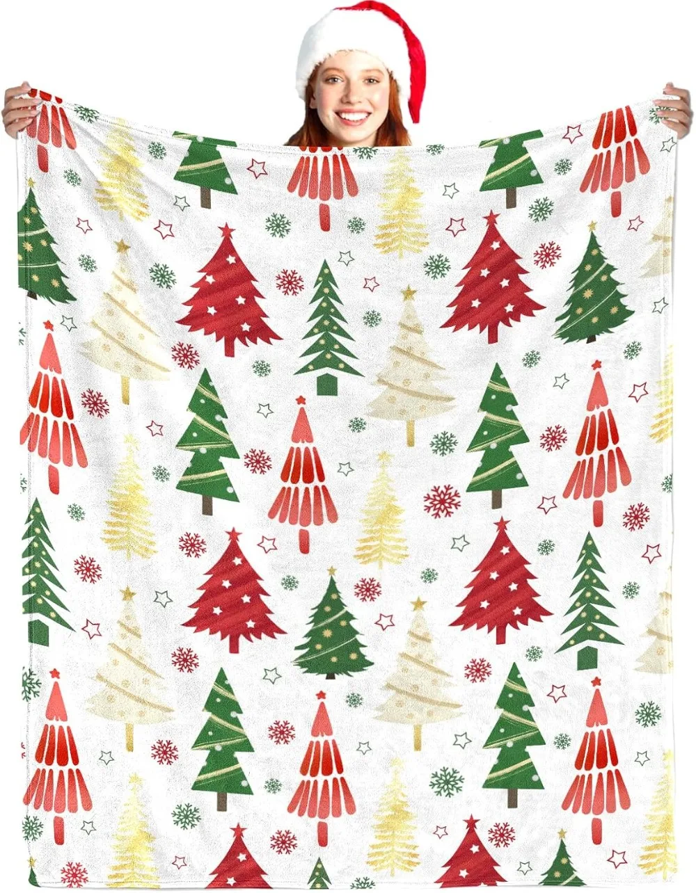 Christmas Blanket Snowflake Gnome Santa Claus Xmas Tree Throw Blanket for Couch Lightweight Soft and Warm for Sofa Bed