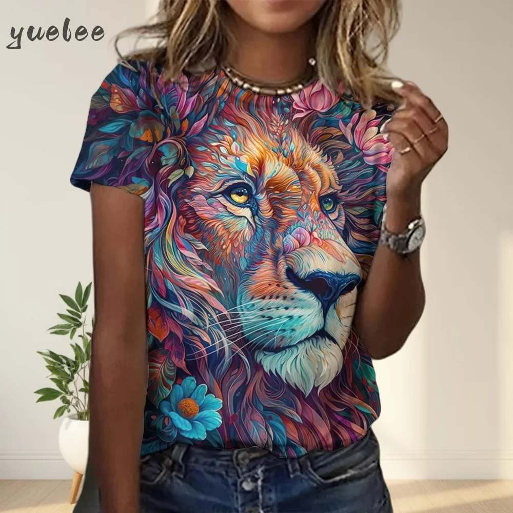 Women's T-Shirt Summer Animal Leopard 3D Print T-Shirt Women Street Casual Fashion Short Sleeve T-Shirt O-Neck Clothes for Woman