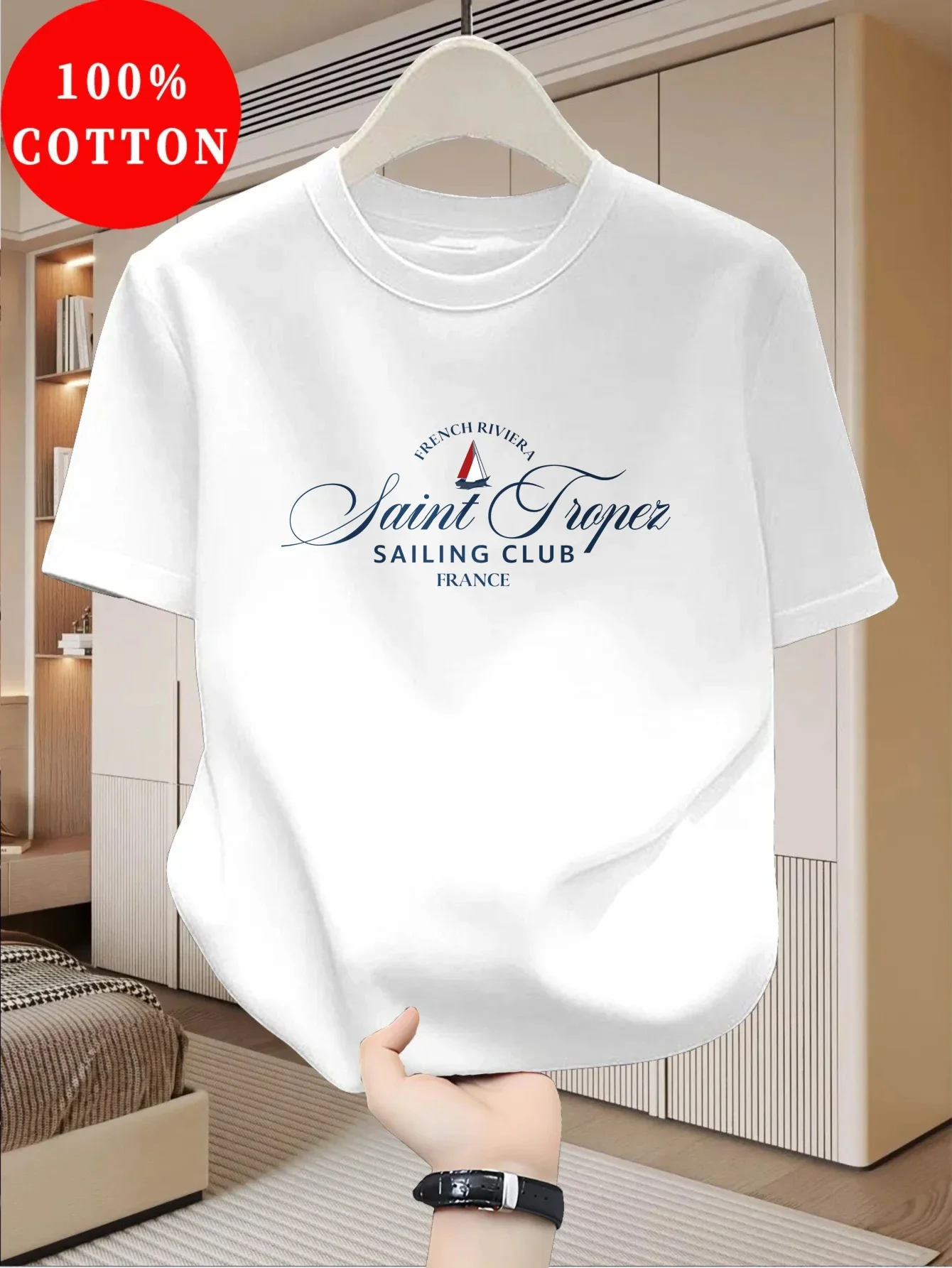 Camiseta gráfica para hombre de la marca Saint Tropez Sailing Club, 100% algodón, informal.