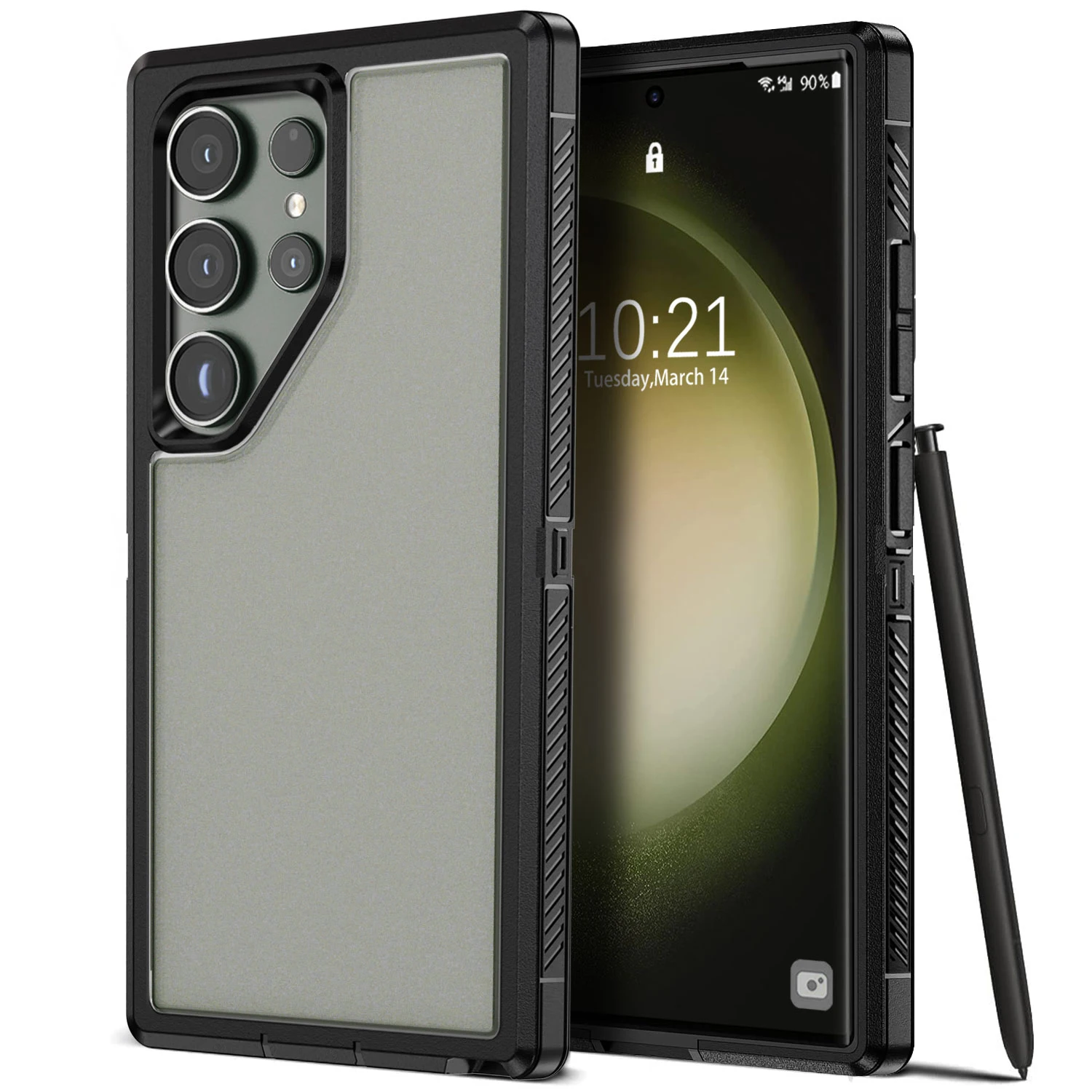 For Samsung Galaxy S23 Ultra 5G Dual Layer Case Slim Thin Hybrid Rugged Hard Shockproof Phone Cover Black Clear