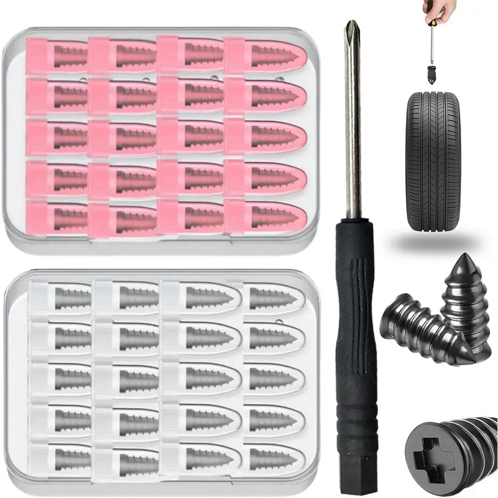20/40PCS Rubber Car Vacuum Tyre Repair Nail Kit Mushroom Nails Car Tire Accessorie Tire Repair Rubber Nails Kits Screw in