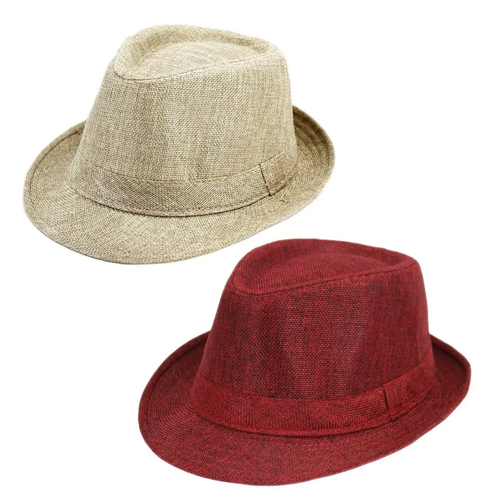 British Linen Men's Jazz Hat Vintage Casual Church Beach Hat Solid Women's Sun Hat Summer