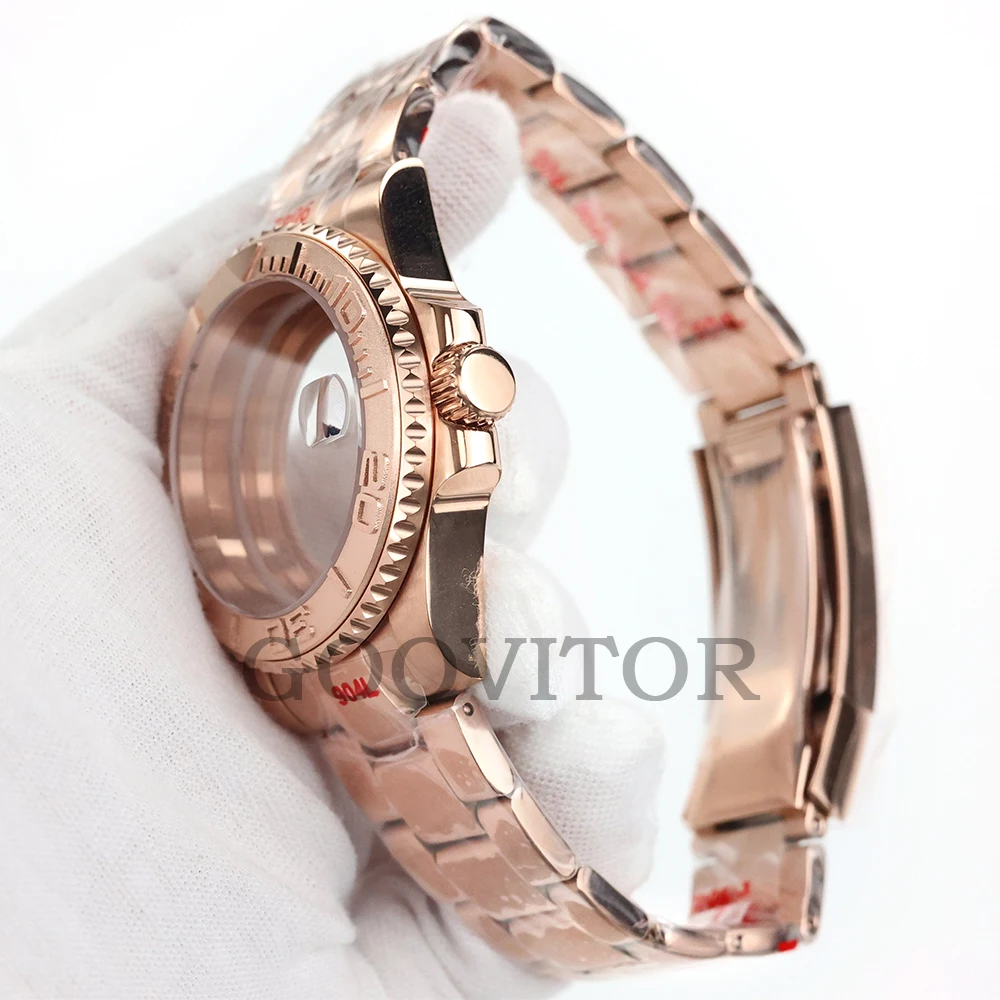 40mm Rose Gold NH35 Watch Case For Yacht-Master GMT  Seiko NH34 NH35 NH36 Movement Stainless Steel Submariner Case Oyster strap
