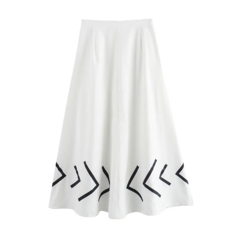 

Print Long Skirt For Women Spring Summer With Two Color Options Loose Skirt Zipper Casual Simplicity Skirt