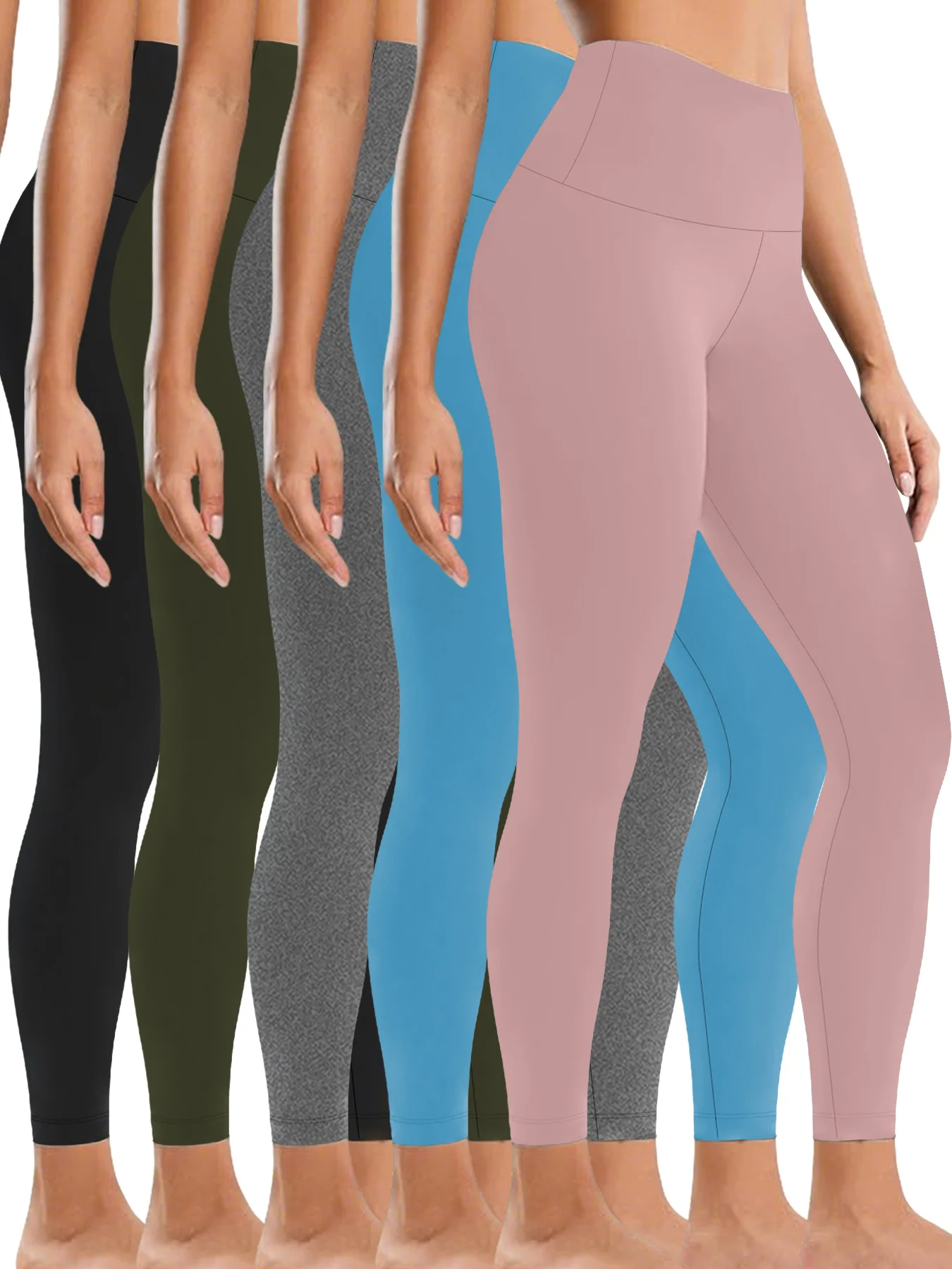 

5 pack Women's Yoga Leggings High Waisted - Super Soft Tummy Control Design for Running Workout and Home Lounge Wear