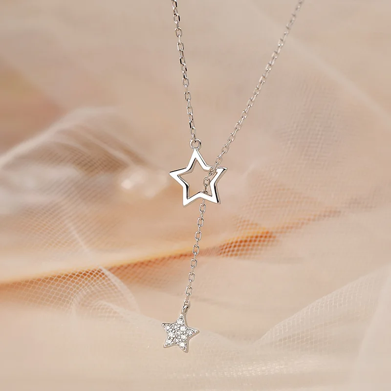 

925 Sterling Silver Women's Neck Chain Jewelry Star Pendants Necklaces Luxury Exquisite Accessories Jewellery Money 925