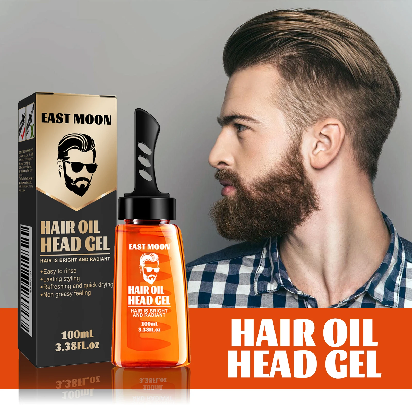 Men's Hair Wax Comb, Hair Oil Head Gel Retro Oily Moisturizing Long-lasting Gel Hair Styling Waxes & Cream