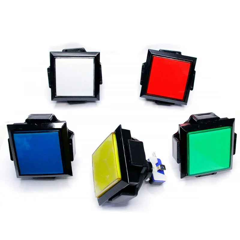 Arcade Game Machine 60mm DJ Square Button with LED Light Coin Operated Simulator Control Panel