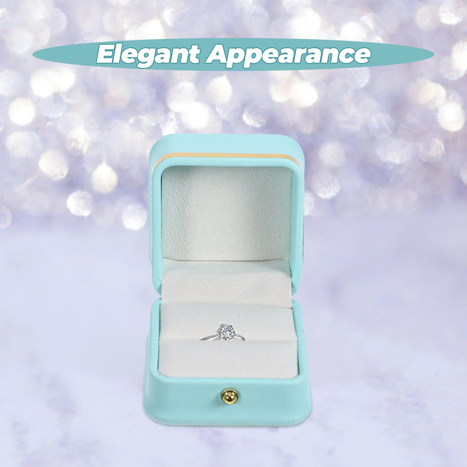 

PU Square Ring Box Lint Container Elegant Jewelry Storage Organizer for Wedding Proposal Engagement Gift Ring Box