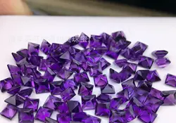Wholesale 10pcs/pack Genuine Amethyst Brilliant-cut Cabochon 4mm 5mm Square Gemstone Ring Face For Jewelry DIY