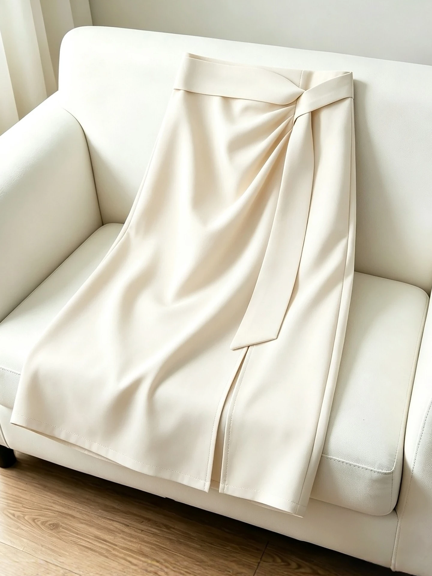 High Waist Asymmetric Thin Suit Skirt Women's Summer Midi Split Casual Breathable Ladies' Half-length Skirts Zipper Style