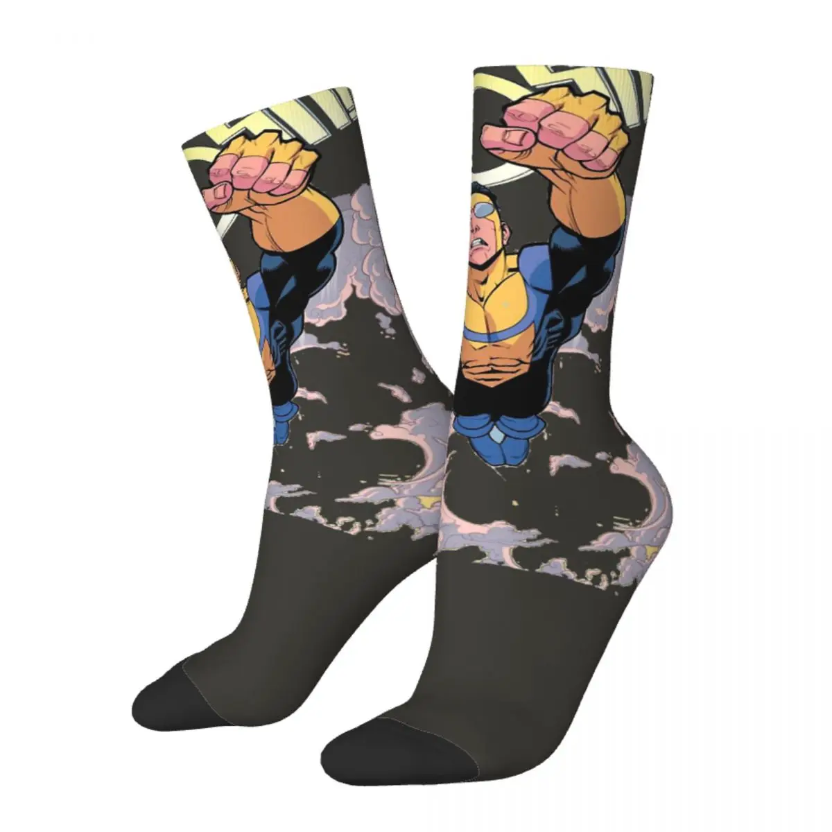 Hip Hop Retro Fly Crazy Men's Socks Unisex Invincible Superhero Manga Street Style Pattern Printed Funny Novelty Happy Crew Sock