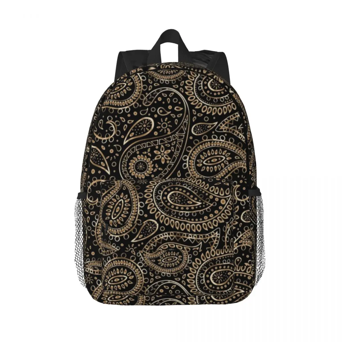 Gold Bohemian Art Paisley Gradient Beige And Brown Travel Backpack Men Women School Laptop Bookbag College Student Daypack Bags